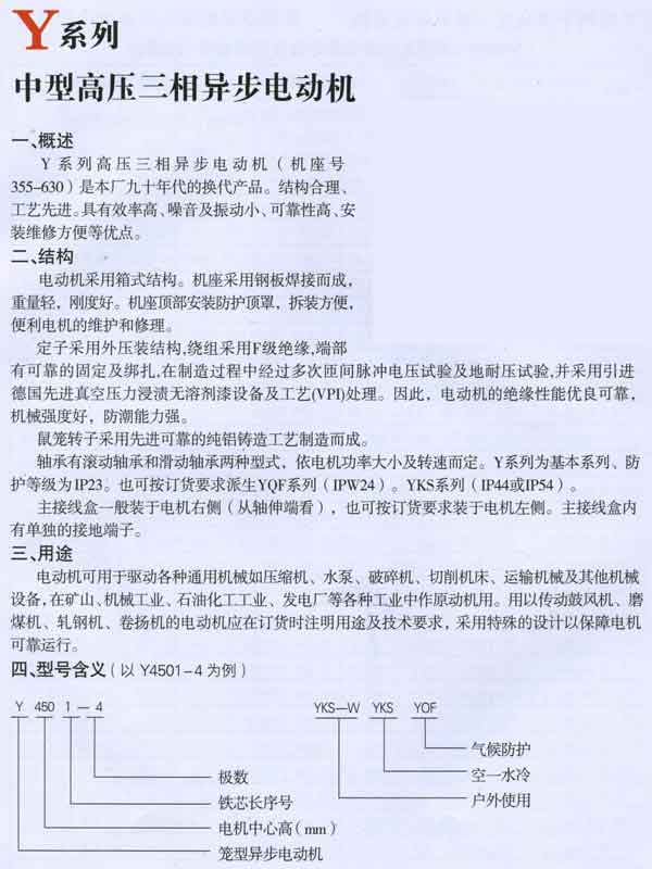 Y系列中型三相異步電動機(jī)